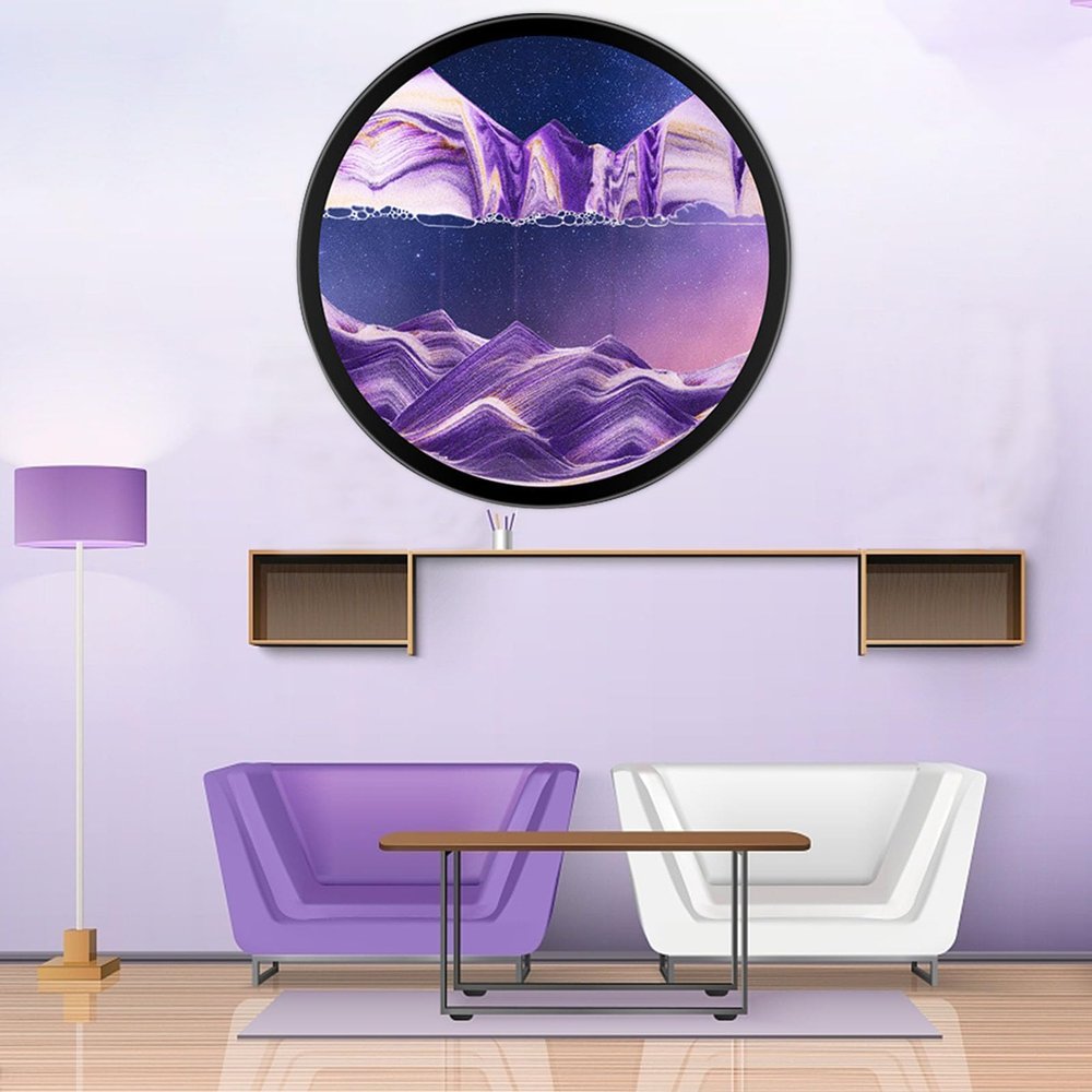 24'' Sand Art Liquid Motion, Moving Sand Art, Wall Mounted Sand Art Moving Sand Art Decor Picture Relaxing Mood Peaceful Piece 360Rotate Wall Art Deep Sea Sandscape, Home Office Work Decor,K