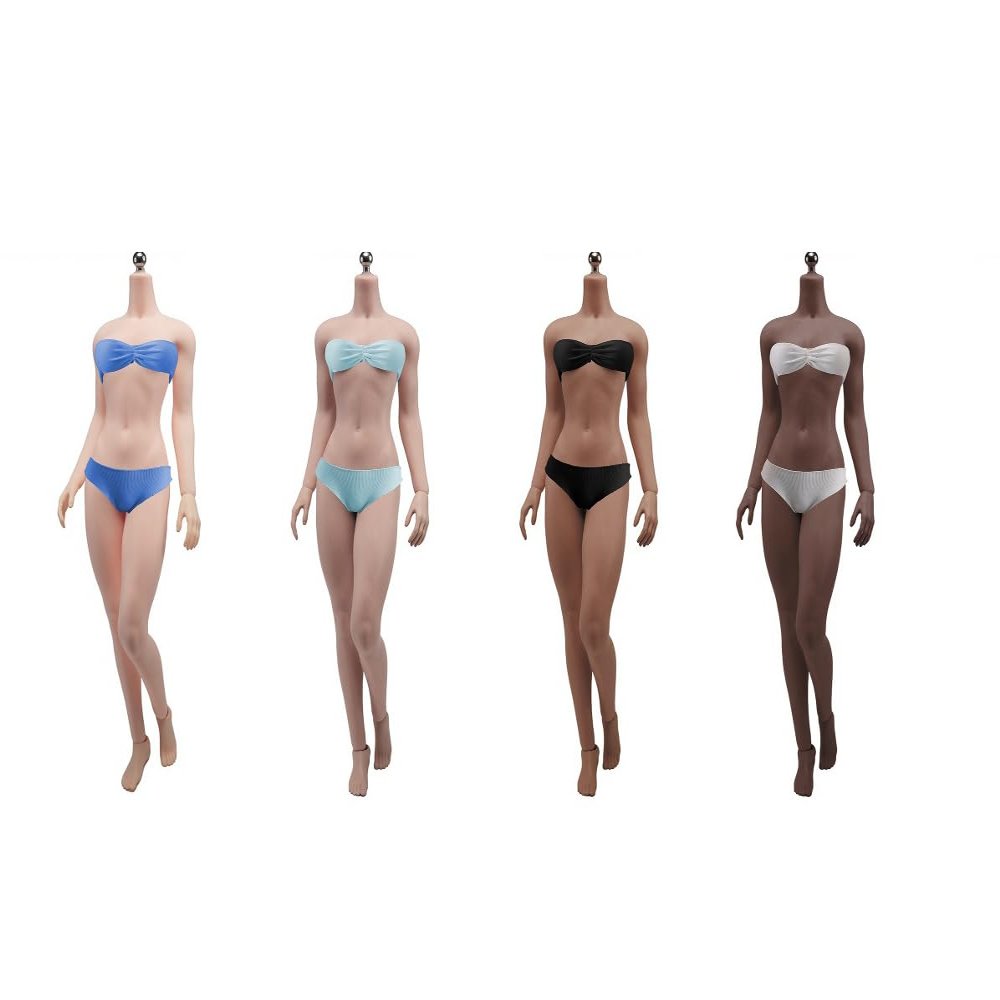 1/6 Scale Female Body,12inch Female Super Flexible Medium Bust Narrow Shoulder Seamless Action Figure Body Collection (S17C Black Skin)
