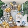 124Pcs Silver and Gold Garland Balloons Metallic Balloon Arch Kit Chrome Silver balloon Disco Ball decorations for Disco Party 60th Birthday Graduation NYE 2026 New Year Party view 4
