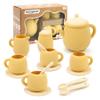 MCGMITT Toy Tea Set, Silicone Tea Party Set for Little Girls Boys, 15 Pcs BPA Free Dishwasher Safe Pretend Tea Set for Toddlers Kids Age 3-6, Non Breakable Cute Toy Kitchen Accessories for Children view 1