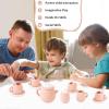 MCGMITT Silicone Tea Party Set, Toy Tea Set for Toddlers Kids, Includes Teapot, 4 Tea Cup and Coasters, Creamer, Sugar Bowl, 4 Spoon, Dishwasher Safe Pretend Teapot Set for Girls Boys Birthday Gifts view 3