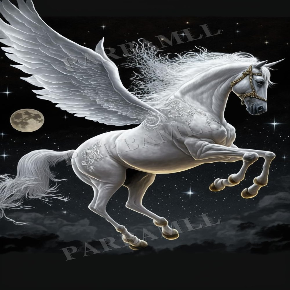 1000 Piece Adult Jigsaw Puzzles, Flying White Horses at Night, Puzzles Gift, Room Decor or Cafe Decor Exercise Willpower Relaxation or Gifts for Friends