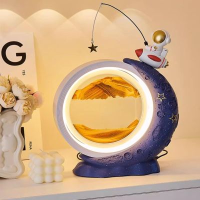 EMYJAY Hourglass Quicksand, 3D Moving Sand Art Table Lamp Quicksand Painting Ornament 360Rotating Hourglass Decor Home Desktop Decor (Color : Yellow)