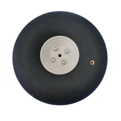 1 PCS Fixed Wing Model Aircraft Wheel 5.0 Inches Inflatable PU Wheels Pneumatic Tires Landing Gear Wheel for RC Plane Replacement Parts (1pcs 5.0 Inch/ D127mm)