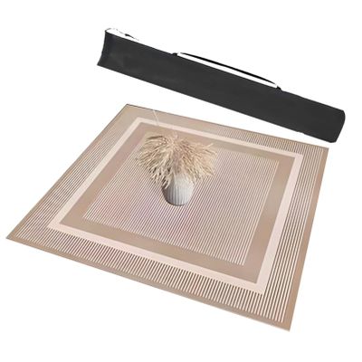 Beige Mahjong Table Mat with Storage Bag, Anti Slip and Noise Reduction Polyester Fiber Playmat for Poker, Card, Mahjongg, Dominoes Games (Color : 4, Size : 27.6x27.6inch/70x70cm)