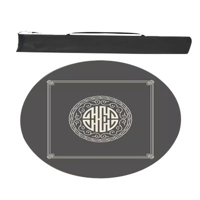 Round Mahjong Table Mat with Carrying Bag, Anti Slip Noise Reduction Mahjong Table Pad for Mahjong Poker Card Games (Color : Gray-2, Size : 27.6x27.6inch/70x70cm)