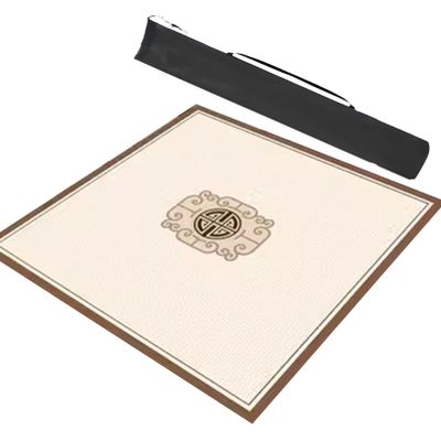 Beige Square Mahjong Mat with Storage Bag, Chinese Style Anti Slip Mahjong Table Mat, Poker Cards Games Tabletop Cover Mat (Color : 6, Size : 27.6x27.6inch/70x70cm)