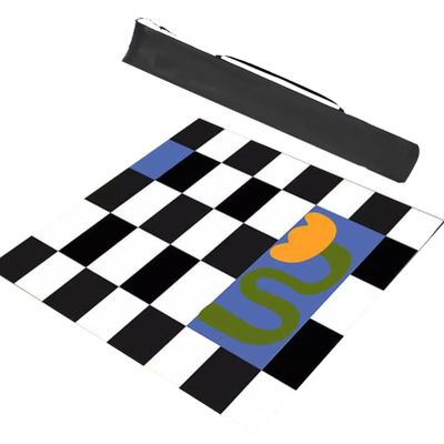 Anti Slip Mahjong Mat with Storage Bag, Black and White Checkered Mahjong Table Mat, Poker Cards Board Games Tabletop Cover Mat (Color : 2, Size : 31.5x31.5inch/80x80cm)