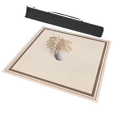 Beige Mahjong Table Mat with Storage Bag, Anti Slip and Noise Reduction Polyester Fiber Playmat for Poker, Card, Mahjongg, Dominoes Games (Color : 9, Size : 27.6x27.6inch/70x70cm)