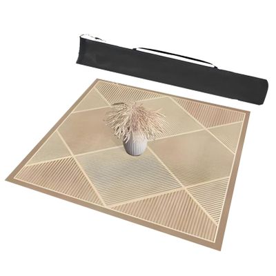 Beige Mahjong Table Mat with Storage Bag, Anti Slip and Noise Reduction Polyester Fiber Playmat for Poker, Card, Mahjongg, Dominoes Games (Color : 1, Size : 23.6x23.6inch/60x60cm)