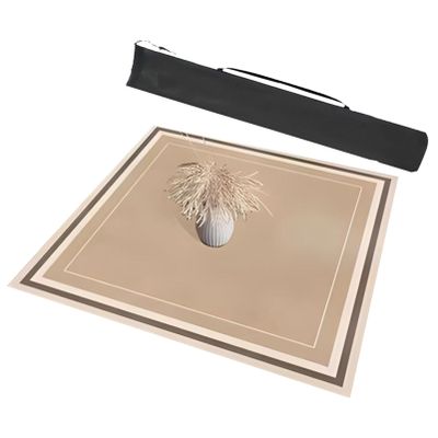 Beige Mahjong Table Mat with Storage Bag, Anti Slip and Noise Reduction Polyester Fiber Playmat for Poker, Card, Mahjongg, Dominoes Games (Color : 2, Size : 23.6x23.6inch/60x60cm)