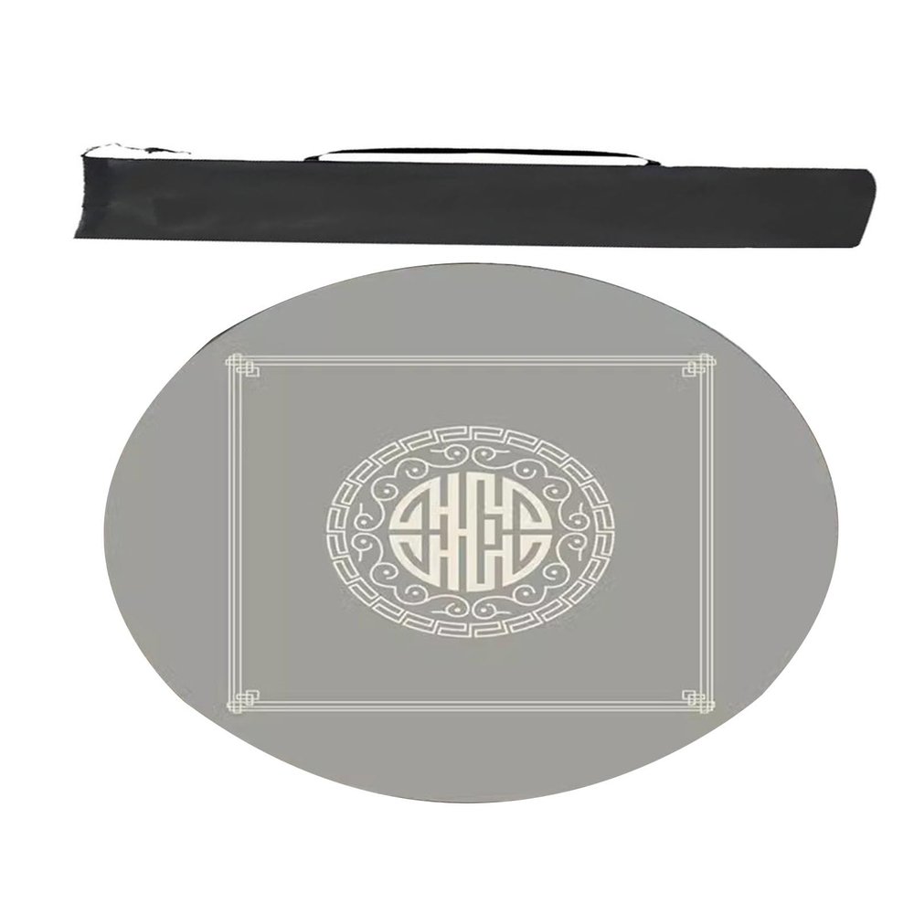 MOOFUT Round Mahjong Table Mat with Carrying Bag, Anti Slip Noise Reduction Mahjong Table Pad for Mahjong Poker Card Games (Color : Gray-1, Size : 35.4x35.4inch/90x90cm)