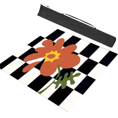 Anti Slip Mahjong Mat with Storage Bag, Black and White Checkered Mahjong Table Mat, Poker Cards Board Games Tabletop Cover Mat (Color : 1, Size : 31.5x31.5inch/80x80cm)