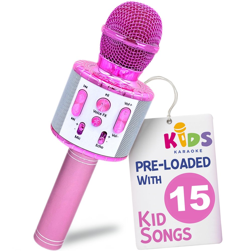 Move2Play, Kids Karaoke Microphone | Includes Pre-Loaded Songs & Bluetooth | Kids Birthday Party Gift | Toy for All Ages 2, 3, 4, 5, 6+ Year Old Girls, Boys & Toddlers