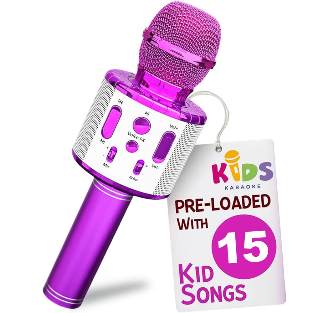 Move2Play, Kids Karaoke Microphone | Includes Pre-Loaded Songs & Bluetooth | Kids Birthday Party Gift | Toy for All Ages 2, 3, 4, 5, 6+ Year Old Girls, Boys & Toddlers