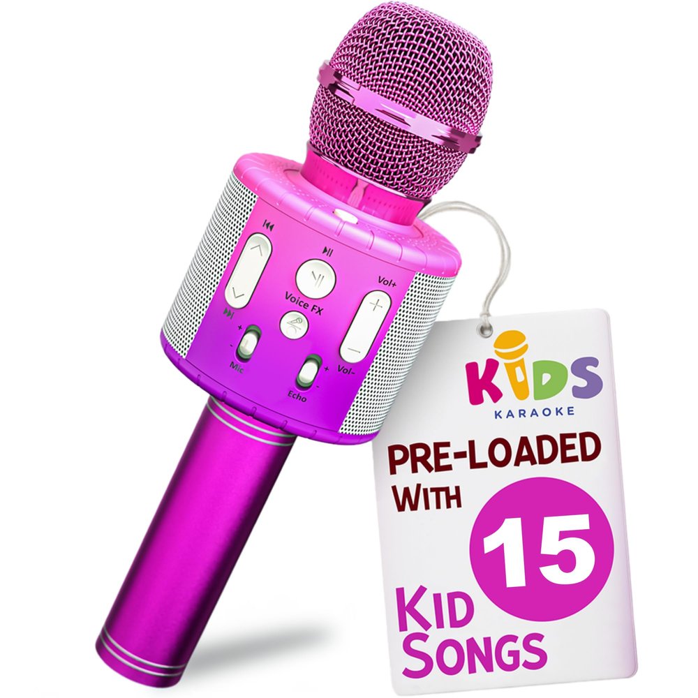 Move2Play, Kids Karaoke Microphone | Includes Pre-Loaded Songs & Bluetooth | Kids Birthday Party Gift | Toy for All Ages 2, 3, 4, 5, 6+ Year Old Girls, Boys & Toddlers