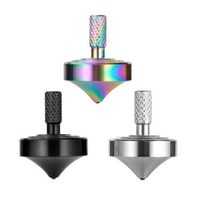 CHEETOP Stainless Steel Spinning Top, Precision Mini Desktop Gyroscope, Kill Time Reduce Stress ADHD Toys, Perfect Balance Gyro (3PCS Black+Silver+Iridescent Style 3)
