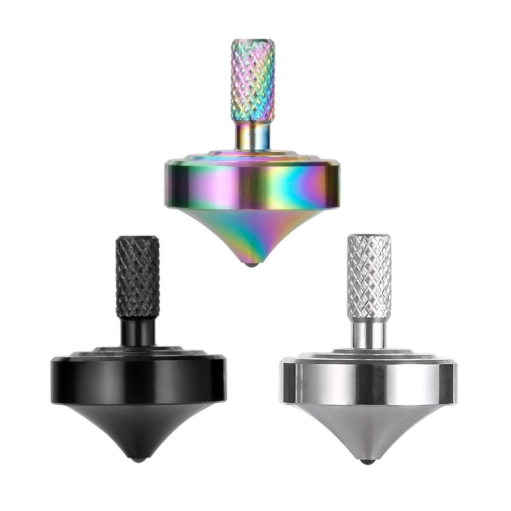 CHEETOP Stainless Steel Spinning Top, Precision Mini Desktop Gyroscope, Kill Time Reduce Stress ADHD Toys, Perfect Balance Gyro (3PCS Black+Silver+Iridescent Style 3)