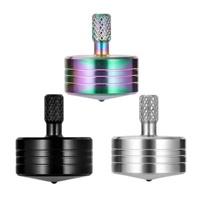 CHEETOP Stainless Steel Spinning Top, Precision Mini Desktop Gyroscope, Kill Time Reduce Stress ADHD Toys, Perfect Balance Gyro (3PCS Black+Silver+Iridescent Style 4)