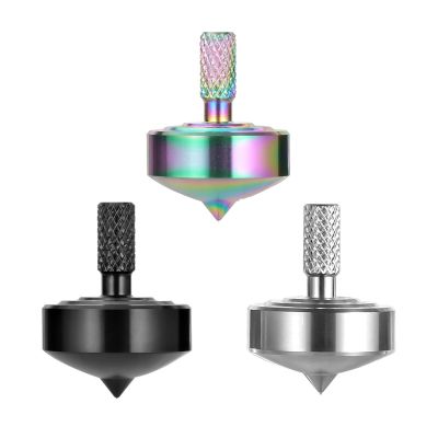 CHEETOP Stainless Steel Spinning Top, Precision Mini Desktop Gyroscope, Kill Time Reduce Stress ADHD Toys, Perfect Balance Gyro (3PCS Black+Silver+Iridescent Style 2)
