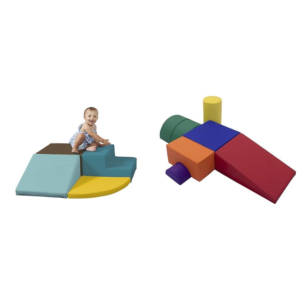 Factory Direct Partners 11619-ETCT SoftScape Toddler Playtime Corner Climber, Indoor Active Play Structure (4-Piece Set) & 12364-AS SoftScape Playtime and Climb Multipurpose Playset