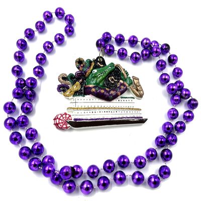Alligator Gator Mardi Gras Bead Necklace River Boat Jazz Parade New Orleans