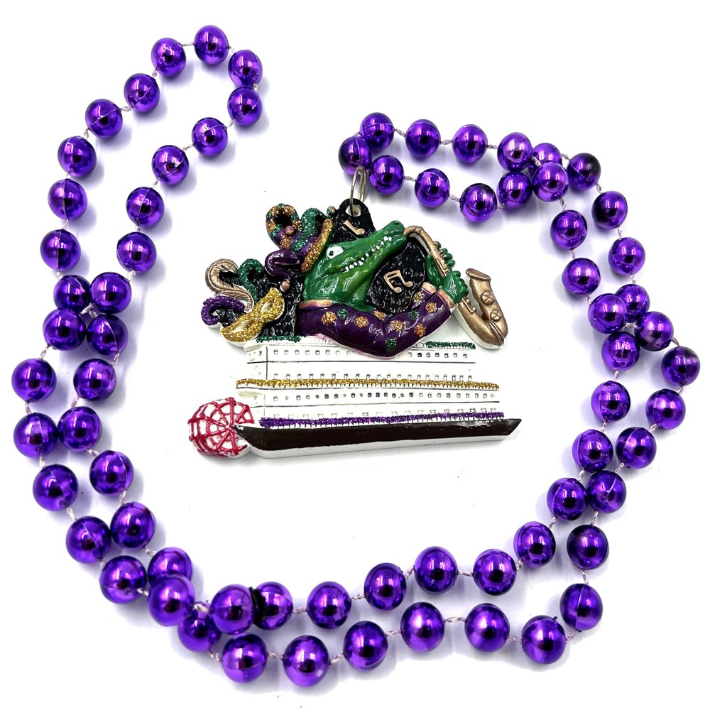 Alligator Gator Mardi Gras Bead Necklace River Boat Jazz Parade New Orleans