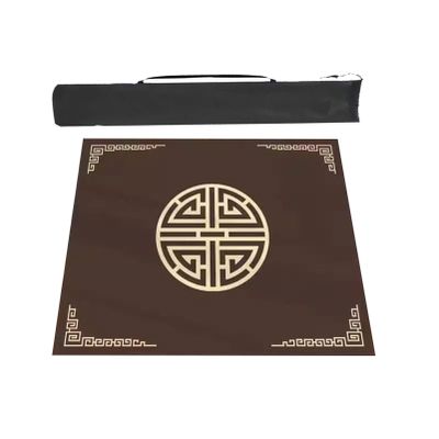 MOOFUT Thick Mahjong Mat with Anti Slip Backing, Indoor Home Game Party Game Table Cover Mahjong Table Mat with Storage Bag (Color : Brown, Size : 23.6x23.6inch/60x60cm)