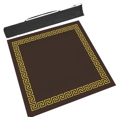 Chinese Minimalist Mahjong Mat with Storage Bag, Anti Slip Noise Reduction Poker Game Table Cover and Mahjong Table Mat (Color : Brown, Size : 35.4x35.4inch/90x90cm)