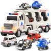 TEMI 5 Pack Ambulance Vehicle Toddler Truck Toys for 3 4 5 6 Year Old Boys, Friction Powered Cars with Toy Helicopter, Police Car, Fire Truck, Ambulance Car, Birthday Gifts for Girls Age 3-9 view 1