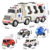 TEMI 5 Pack Ambulance Vehicle Toddler Truck Toys for 3 4 5 6 Year Old Boys, Friction Powered Cars with Toy Helicopter, Police Car, Fire Truck, Ambulance Car, Birthday Gifts for Girls Age 3-9 view 2
