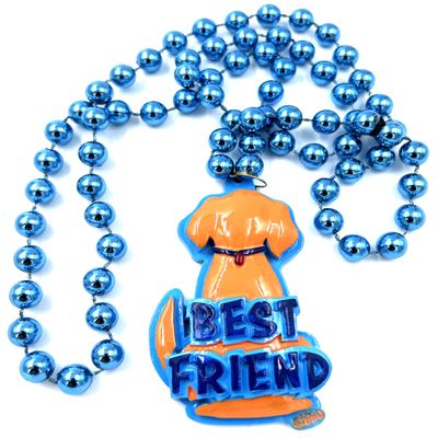 Best Friend Dog Puppy Mardi Gras Bead Necklace New Orleans Parade