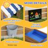 Outsunny Wooden Sandbox with Canopy, Kids Sand Pit with Liner, Blackboard, Sink, Playset, Flags, House Design, Outdoor Sandbox for 3-7 Years Old, 49" x 46" x 57.5", Brown view 3