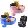 SSPONT [2 Packs] Kids Car Seat Tray, Travel Tray with Cup Holder for Toddler, Kids Car Seat Food Snack Organizer for Road Trip, Stroller snack tray travel must haves - Blue+Pink view 1