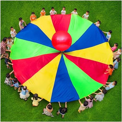 IBDRY Rainbow Parachute with HandleToddler Party GamesOutdoor ToysPortable ToysGiant PropsPicnic Mat (Size : 2m/6.56ft)