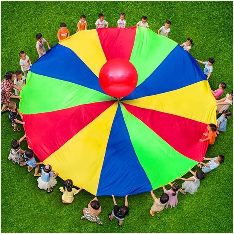 IBDRY Rainbow Parachute with HandleToddler Party GamesOutdoor ToysPortable ToysGiant PropsPicnic Mat (Size : 2m/6.56ft)