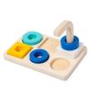 Adena Montessori Wooden Stacking and Sorting Ring,Wooden Rings on Peg,Colorful 5 Shapes on Curved Peg Horizontal Dowel Variation,Fine Motor Skills Development Toys for 1 2 3 Years Old Toddlers view 3