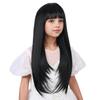 WAVELNM Kids Black Wig with Bangs Girls Natural Black Long Straight Wig Child Daily Halloween Party Cosplay Wigs view 1
