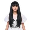 WAVELNM Kids Black Wig with Bangs Girls Natural Black Long Straight Wig Child Daily Halloween Party Cosplay Wigs view 2