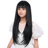 WAVELNM Kids Black Wig with Bangs Girls Natural Black Long Straight Wig Child Daily Halloween Party Cosplay Wigs view 3
