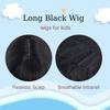 WAVELNM Kids Black Wig with Bangs Girls Natural Black Long Straight Wig Child Daily Halloween Party Cosplay Wigs view 4