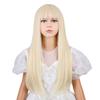 WAVELNM Light Blonde Wigs for Kids Girls Blond Wig with Bangs Long Straight Blonde Child Wig Daily Halloween Cosplay Synthetic Wigs view 1