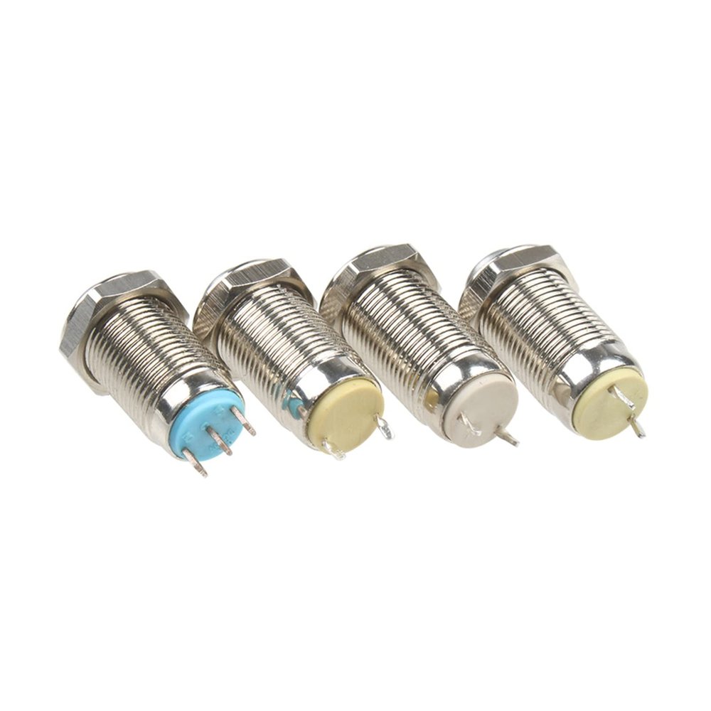 10mm Metal Chrome Push Button switches Flat/high Head 2A/250VAC NO NC Momentary Latching pin Terminal (Color : 10py.f.k2, Size : 3A 250VAC)