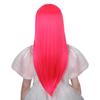 WAVELNM Neon Pink Wig Rose Red Long Straight Wigs with Bangs Magenta Wig for Girls Daily Halloween Party Cosplay view 4