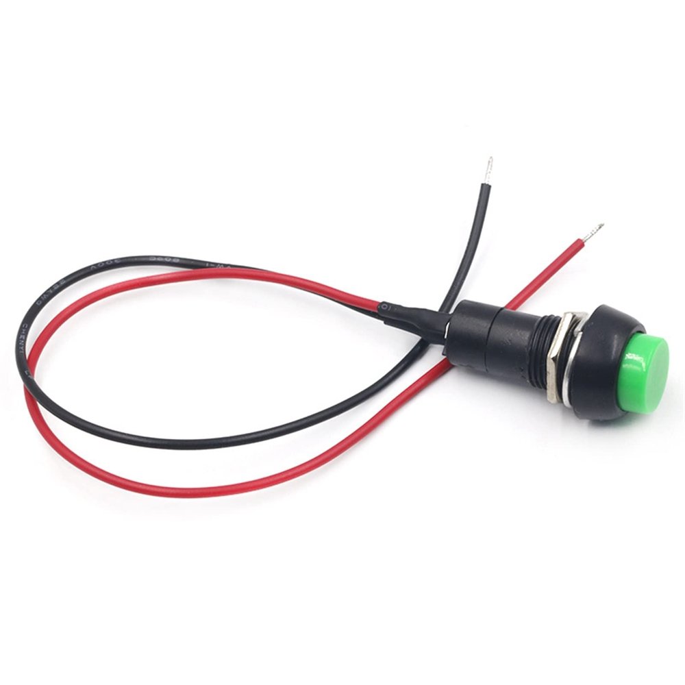 12mm Push Button Switch Waterproof Small car Circuit Wire Speaker Electrical Mini Boat Shape Round line PBS-11B PBS-33b (Color : Pbs-11 Without Lock)