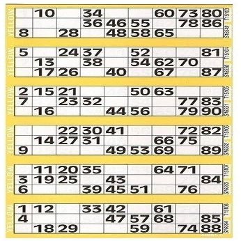 750 Bingo Cards Booklet (Yellow)