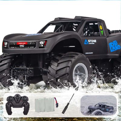 KB KAIBO Waterproof Monster Trucks for Boys, 2.4G Amphibious Rc Car, 1:16 Scale All-Terrain Rc Boat for Boys & Adults, 4WD, 2 Rechargeable Batteries, Valentines Birthday Gifts for Kids-Blue
