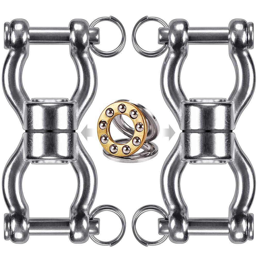 SELEWARE Silent Bearing Swing Swivel, 360 Rotational Device Hanging Accessory with Removeable Buckle for Tree Swing, Hammock Chair, Climbing Rope, Yoga, Kids Swing Swivel 1202LB Capacity