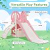 4 in 1 Slide, Toddler Climber and Slide Set, Kids Playground Climber Freestanding Slide Playset with Basketball Hoop Play Combination for Babies Indoor & Outdoor playset 3+ (Pink) view 2