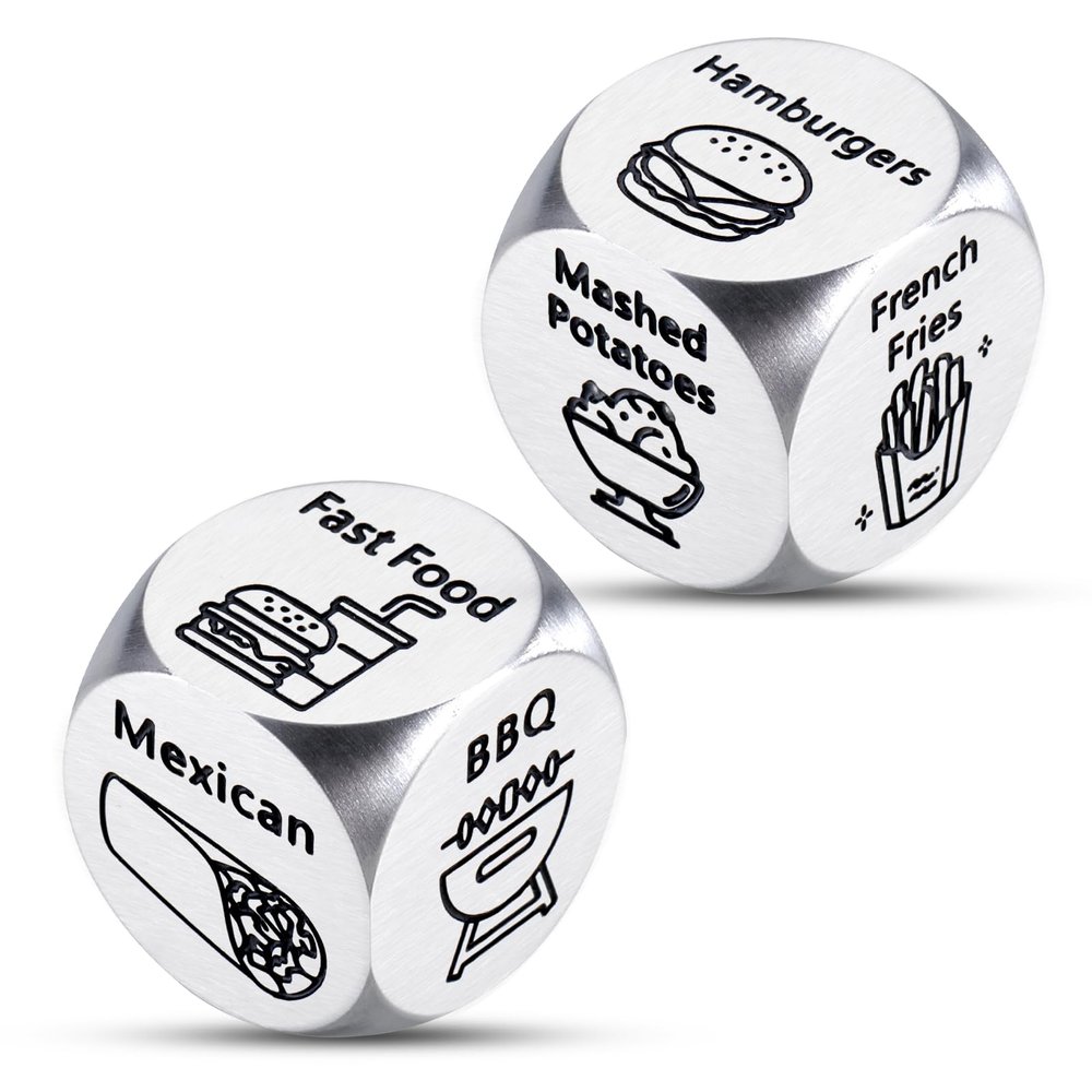 6 Year Anniversary Dice Gifts for Him Her 11th Anniversary Steel Gifts for Husband Wife Boyfriend Girlfriend Date Night Funny Birthday Gifts for Women Men Halloween Christmas Valentine Food Dices 2PCS